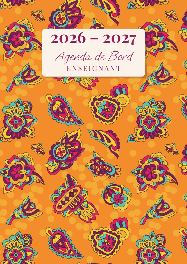 Agenda de Bord Enseignant — Fleurs stylisées