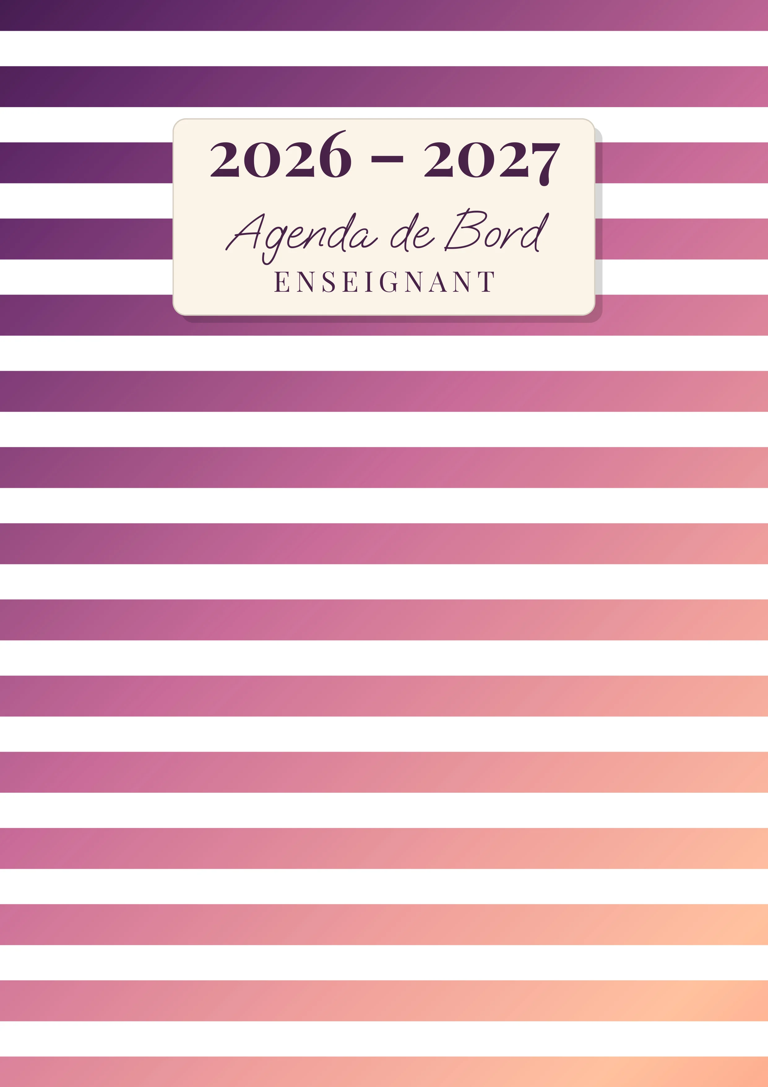 Agenda de Bord Enseignant — Pastel