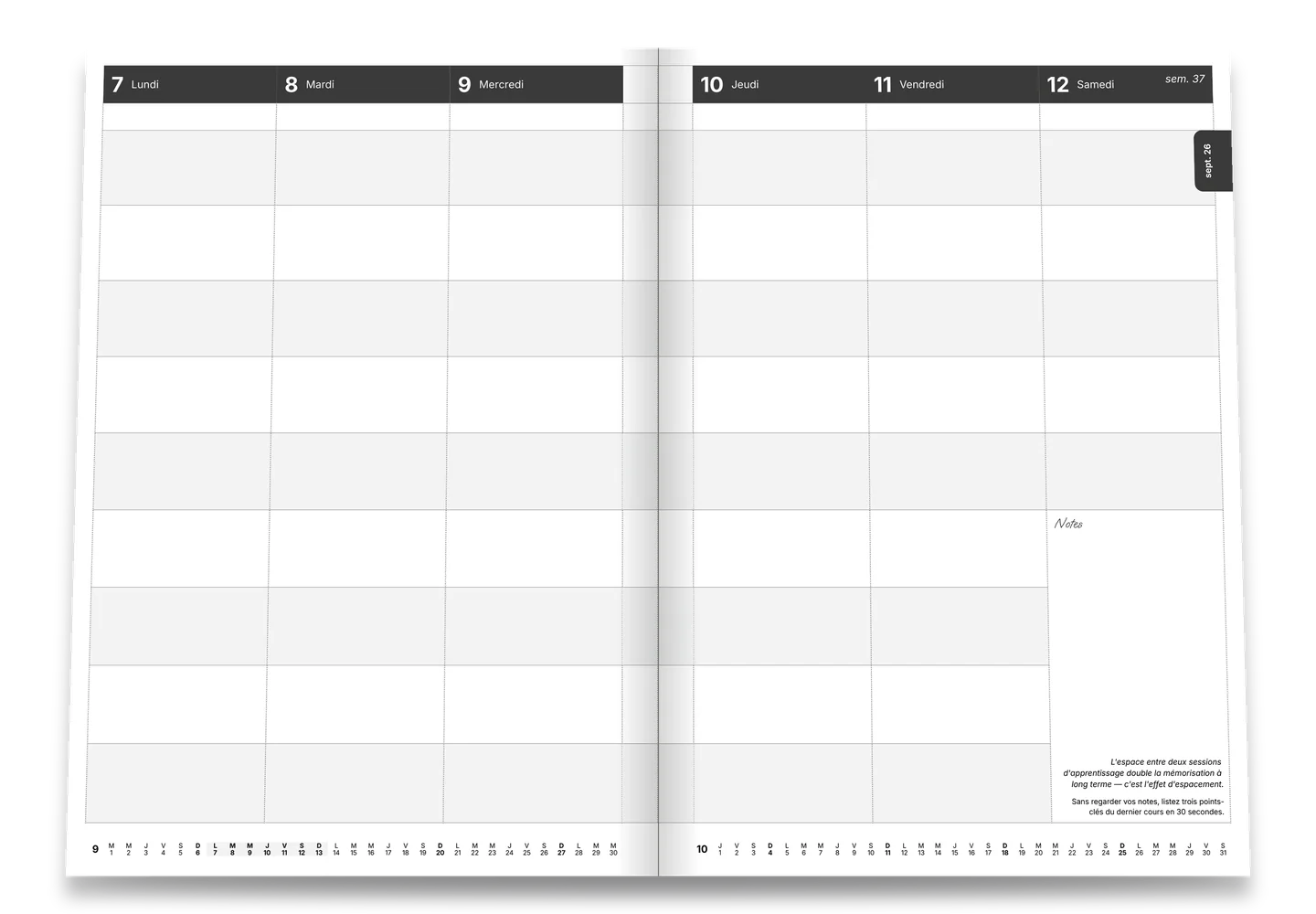 Double page semainier au format A4